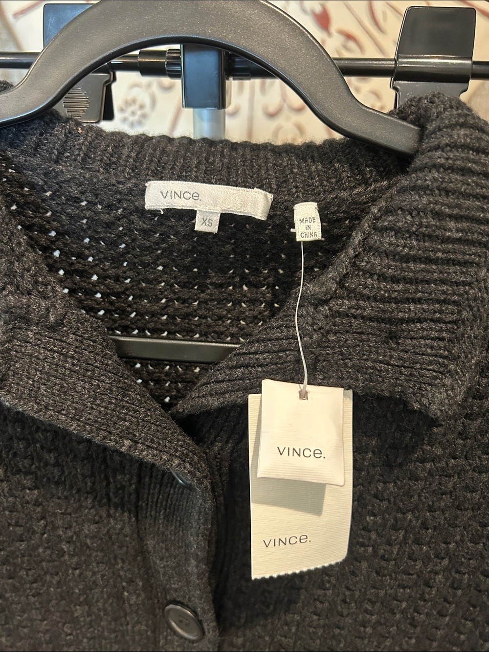 Vince Black NWT! Chunky Knit Button Cardigan with Patch Pockets/ SOFT! - Picture 2 of 4